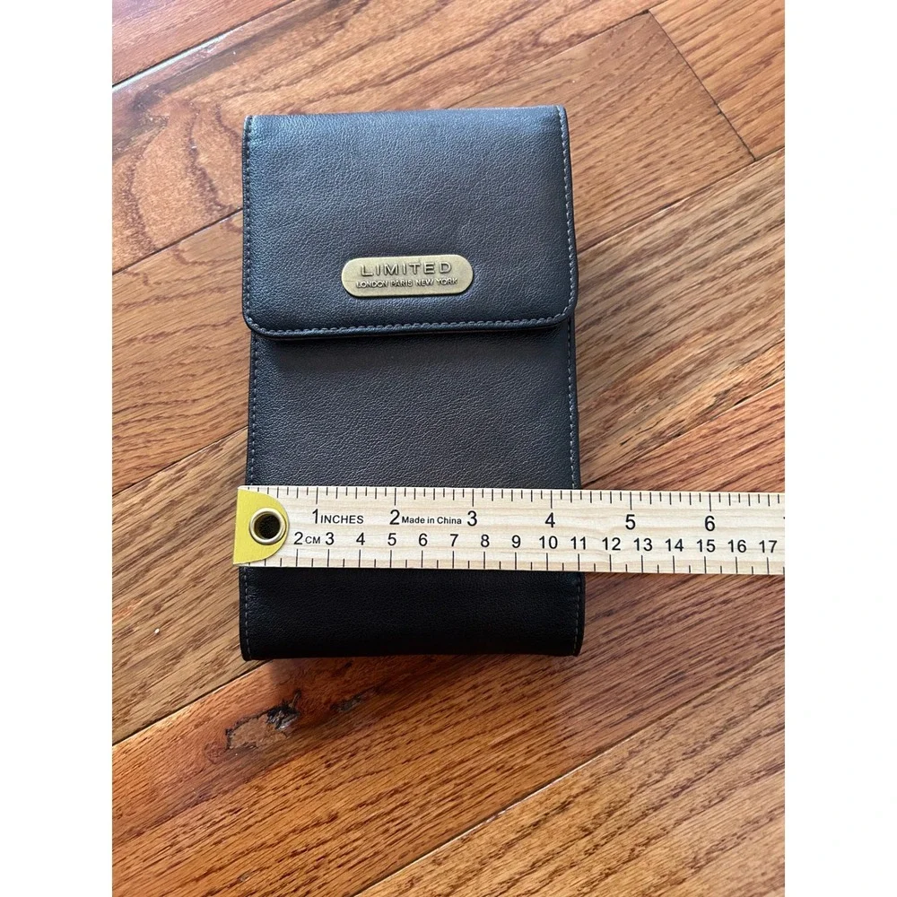The Limited Black Faux Leather Tri-Fold Travel Wallet Organizer ID Window Black